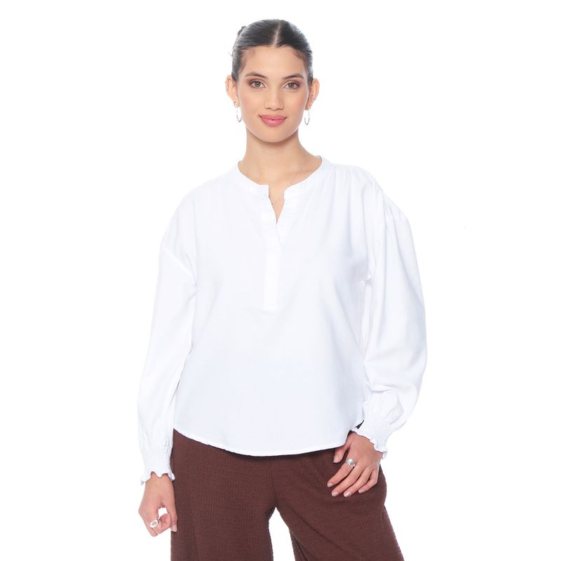 WADOS - BLUSA MANGA LARGA LYOCELL ESCOTE V Y PU?OS ELASTICADO