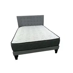 RECUTEX - CAMA EUROPEA 2PZA+RESPALDO + COLCHON RESORTE GREY