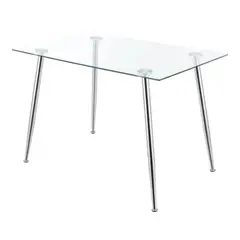 HABITA2 CHILE - MESA DE VIDRIO PRINCE 130CM CON PATAS SILVER