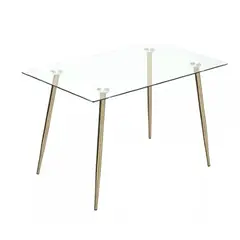HABITA2 CHILE - MESA DE VIDRIO PRINCE GOLD 160CM PATAS DORADAS