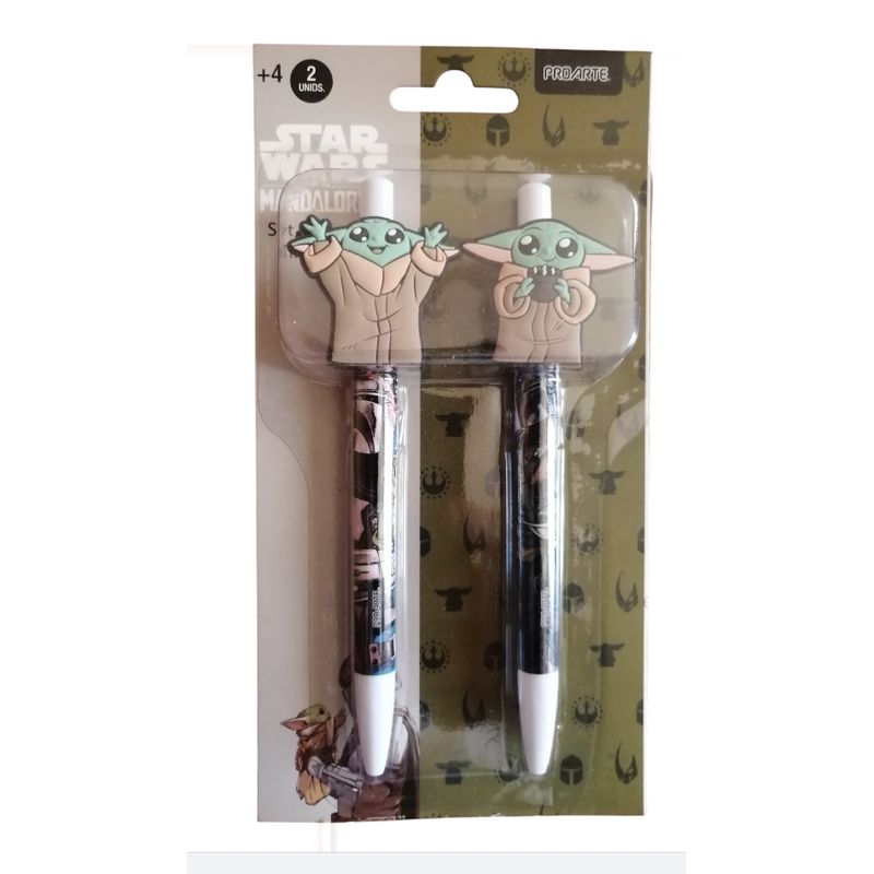 STAR WARS - Bolígrafos Tinta Star Wars Babay Yoda Multicolor Negro (Pack de 2 Lápices)