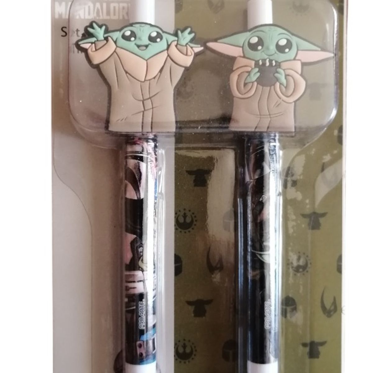 STAR WARS - Bolígrafos Tinta Star Wars Babay Yoda Multicolor Negro (Pack de 2 Lápices)