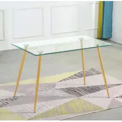HABITA2 CHILE - MESA DE VIDRIO PRINCE 160CM PATAS SIMIL MADERA