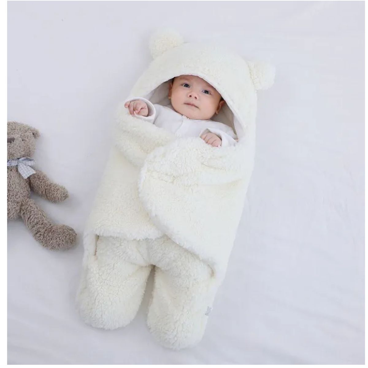 GENERICO - Saco Manta Envoltura De Dormir Bebe Saco Abrigo Blanco