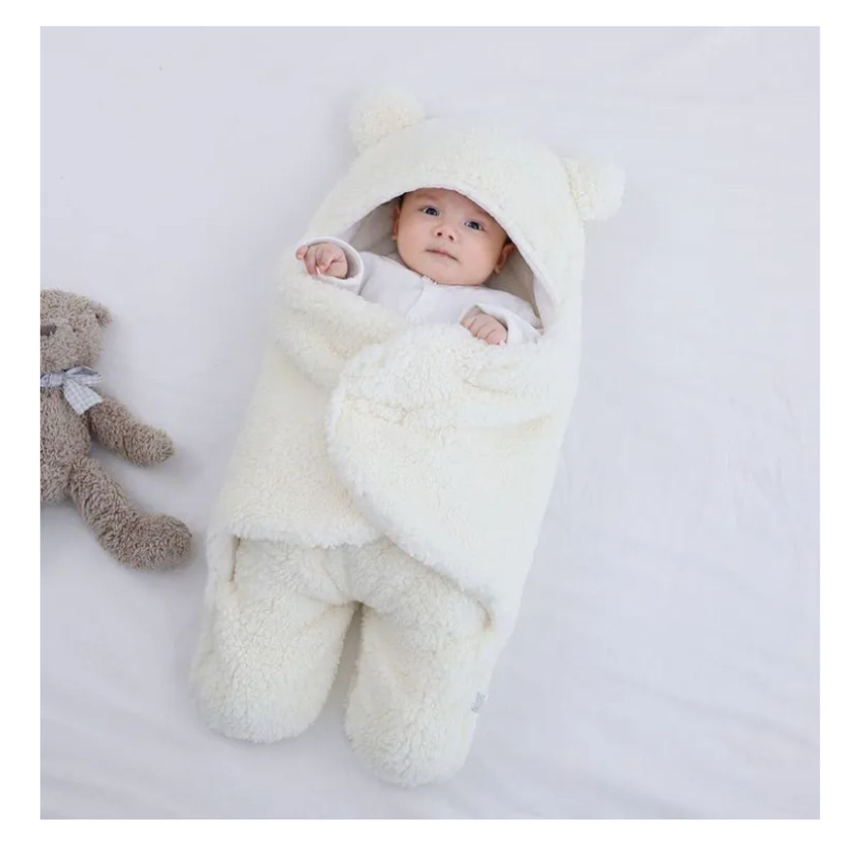 GENERICO - Saco Manta Envoltura De Dormir Bebe Saco Abrigo Blanco