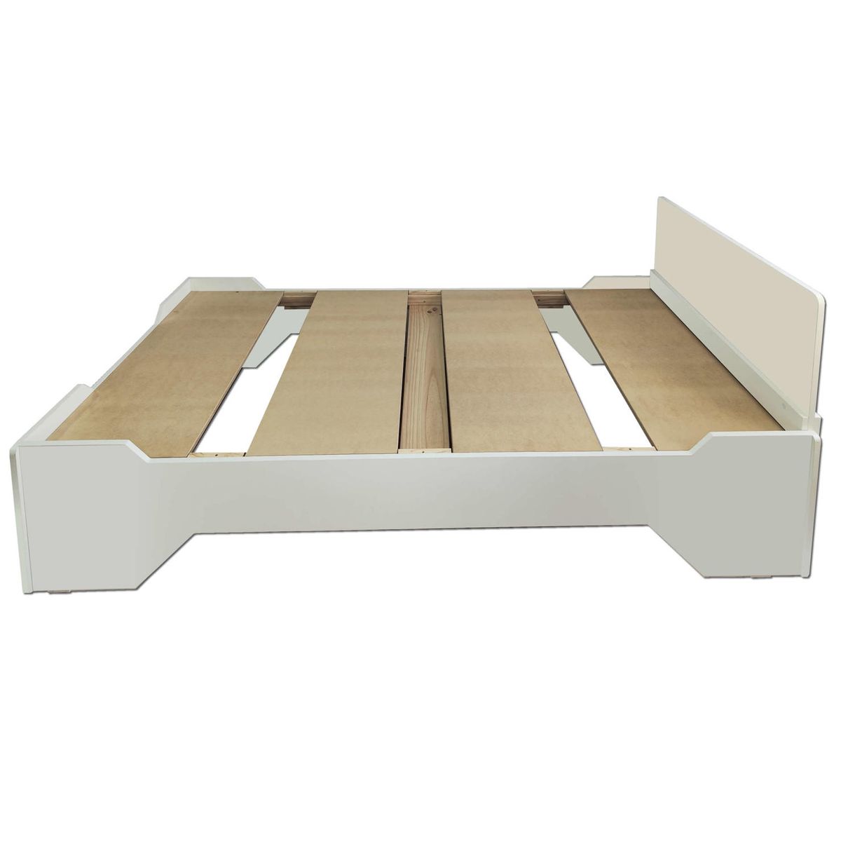 DECORACION CREATIVA - Cama Infantil Montessori - Evolutiva Blanca con respaldo 1 plaza