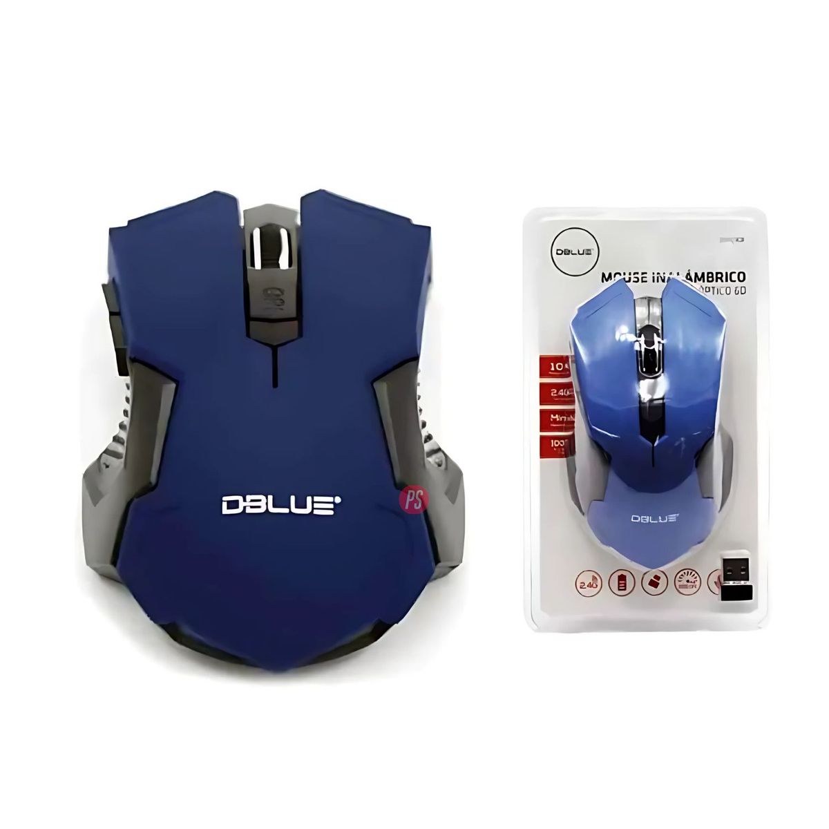 DBLUE - Mouse Óptico Inalámbrico Diseño Color Azul - Ps