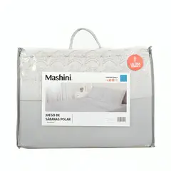 MASHINI - Juego de Sábanas Polar Lisa Broderie 1,5 Plazas / Gris –