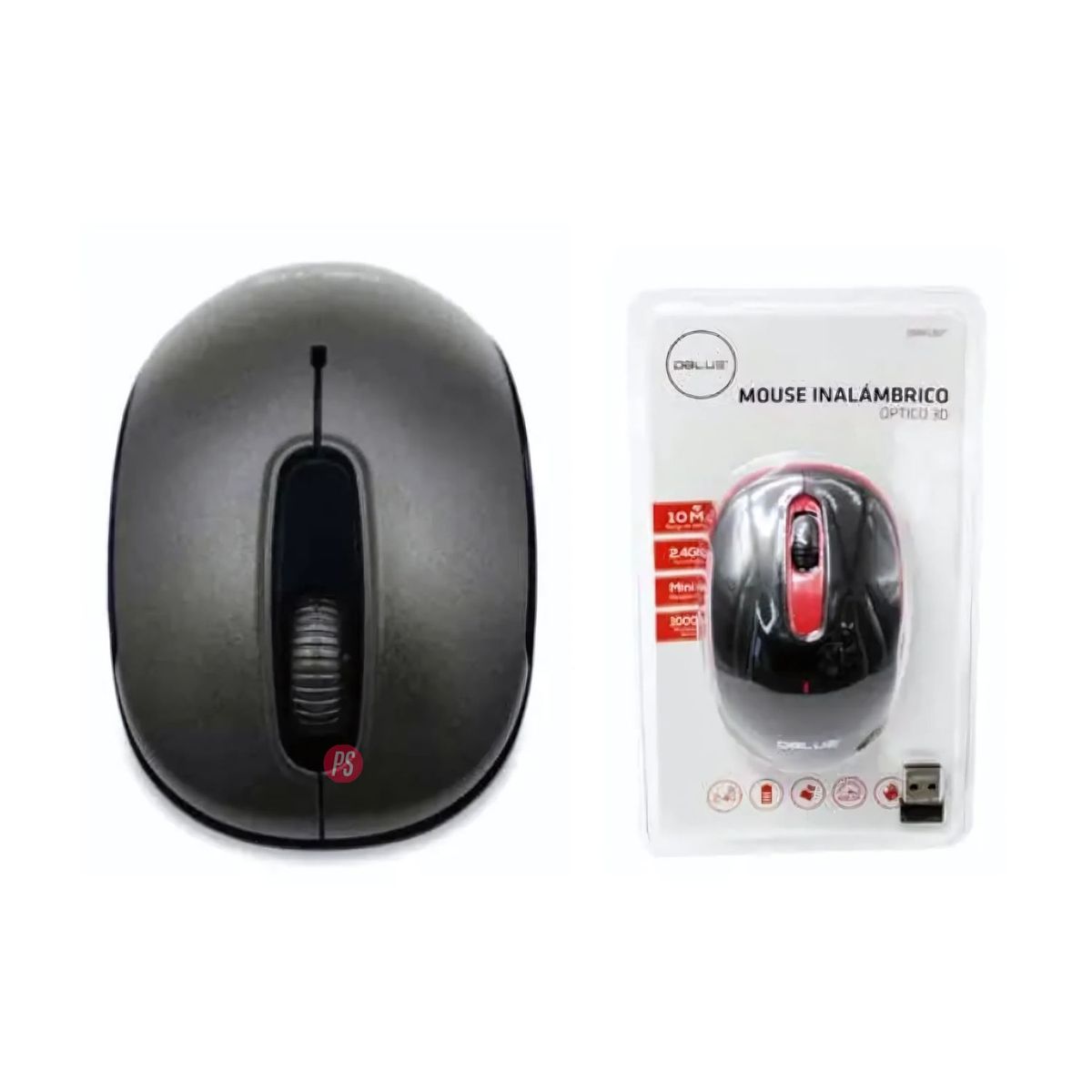 DBLUE - Mouse Inalámbrico Óptico 1000dpi Color Negro - Ps