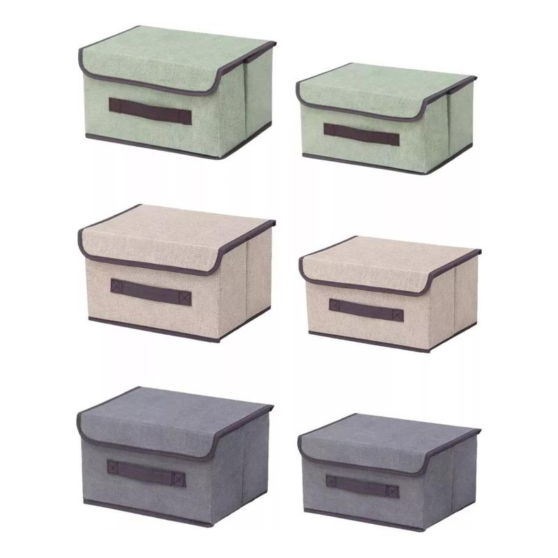 GENERICO - Cajas Organizadoras de Tela Plegables y Con Tapa 6 Pzs