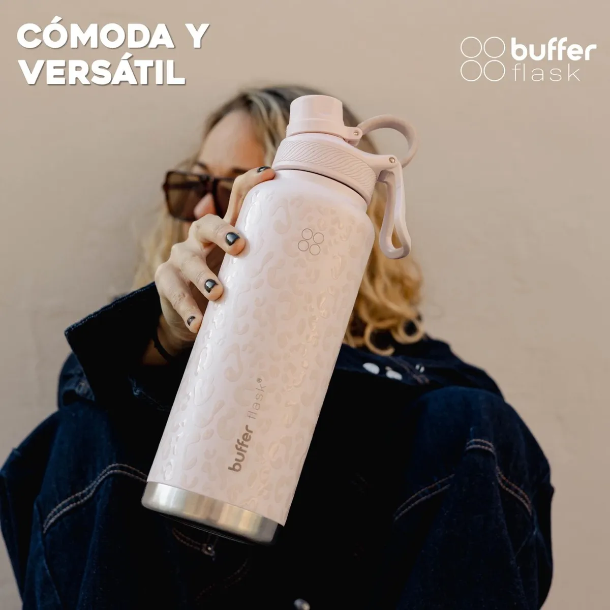 BUFFER FLASK - Botella Termica Agua Acero Inox Buffer 1.2 - Rosa claro