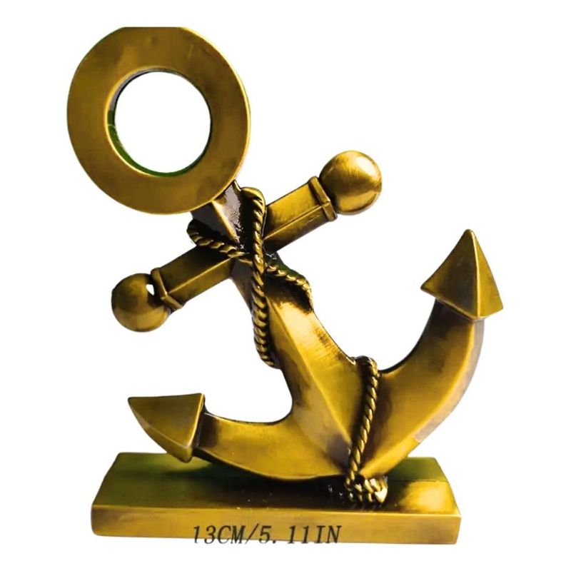 GENERICO - Estatua Ancla de Barco Decorativa en Metal Dorado 16x13 cm