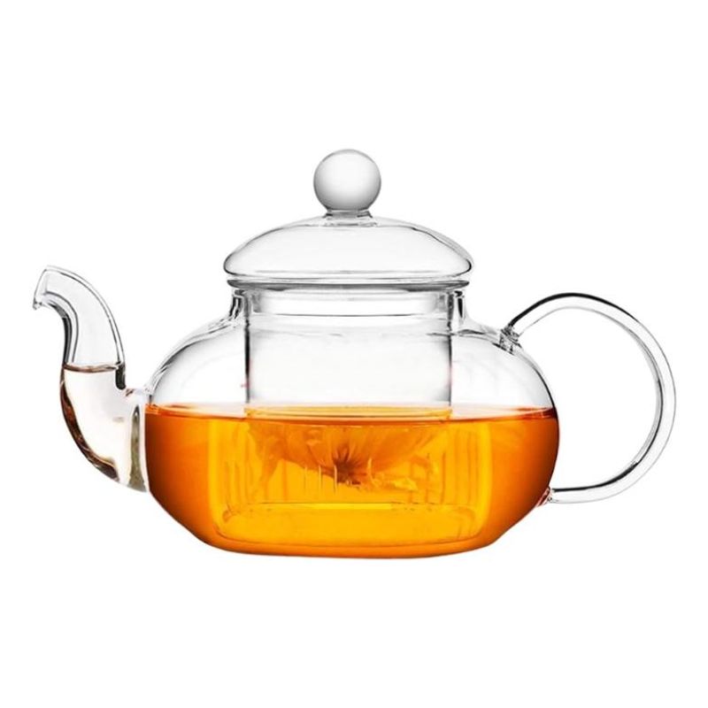 GENERICO - Tetera Elegante de Vidrio de Borosilicato con Infusor para Té 600 ml