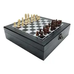 GENERICO - Juego 4 en 1 Ajedrez Póker Dominó y Dados en Madera