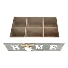 GENERICO - Caja de Té Cuadrada con 6 Compartimentos y Tapa de Vidrio