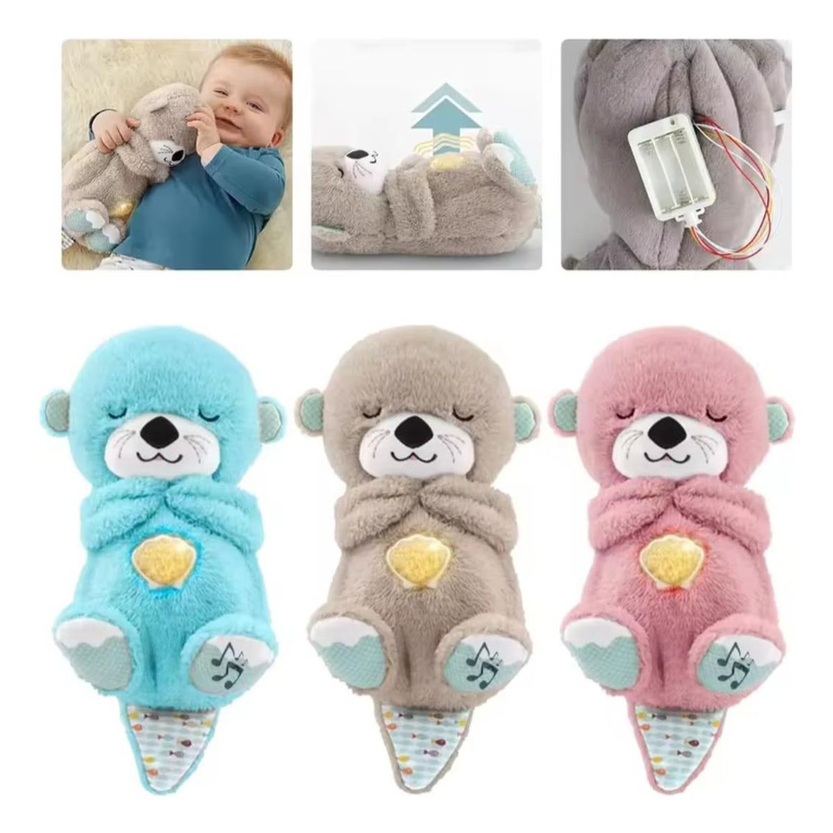 GENERICO - Nutria de Peluche Calmante con Música y Luces para Bebé