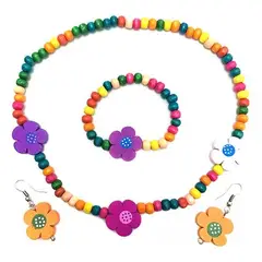 GENERICO - Set de Joyas Hippie Chic en Madera - 12 Piezas Coloridas