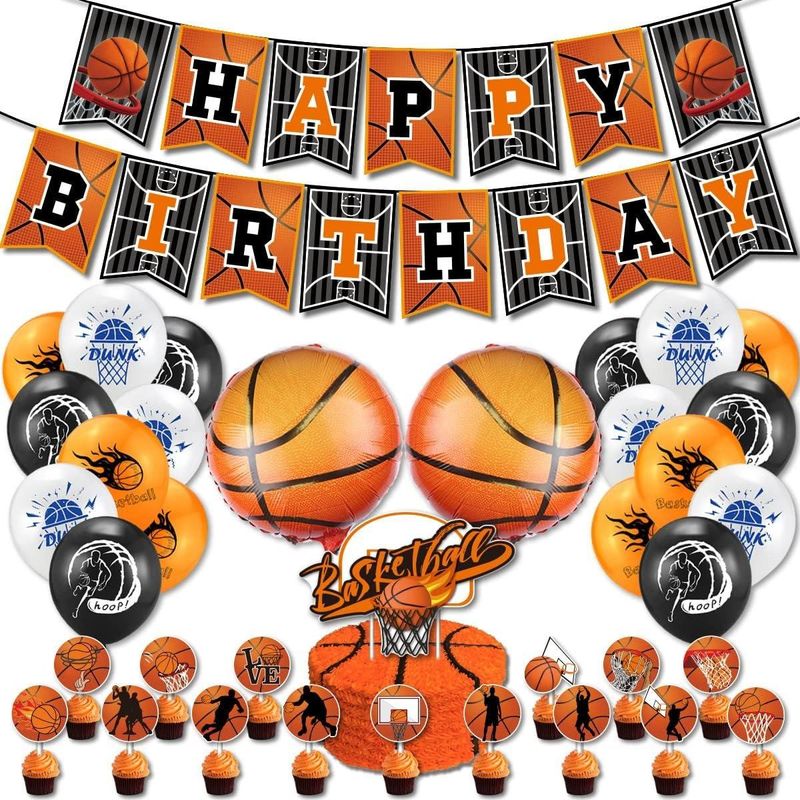 GENERICO - Kit de Fiesta de Cumpleaños Temática Baloncesto 39 Piezas