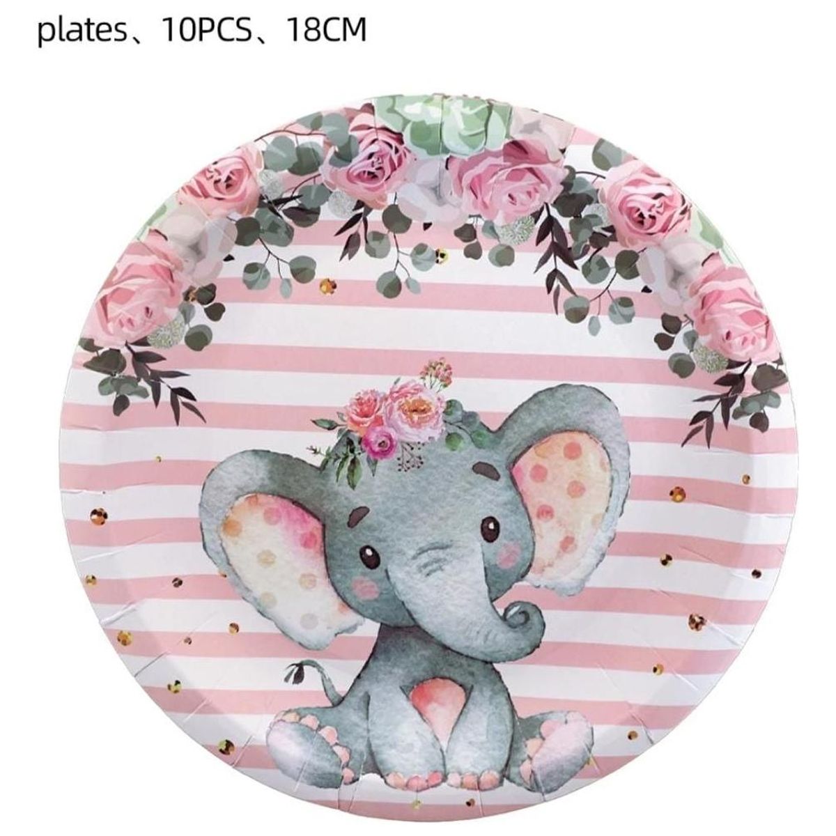 GENERICO - Pack de Fiesta Elefante para Baby Shower Niña 40 Piezas