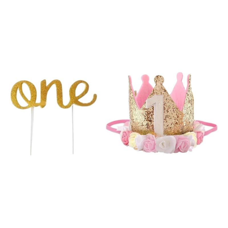 GENERICO - Set de Decoración Rosa para Primer Cumpleaños de Niña