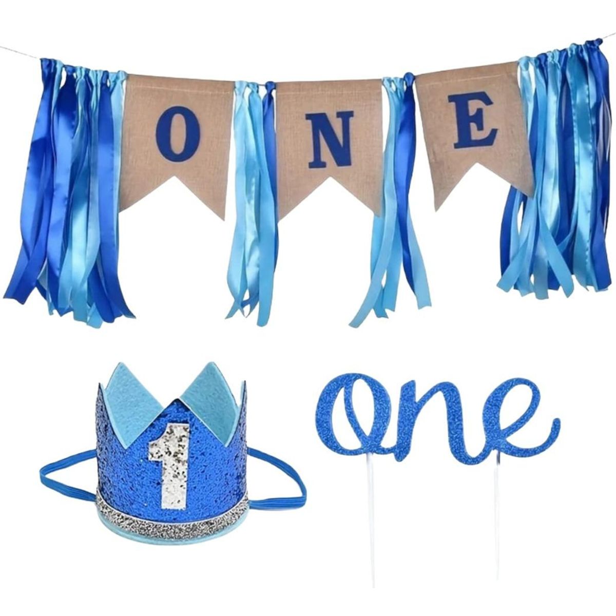 GENERICO - Set de Fiesta Azul para el Primer Cumpleaños del Bebé