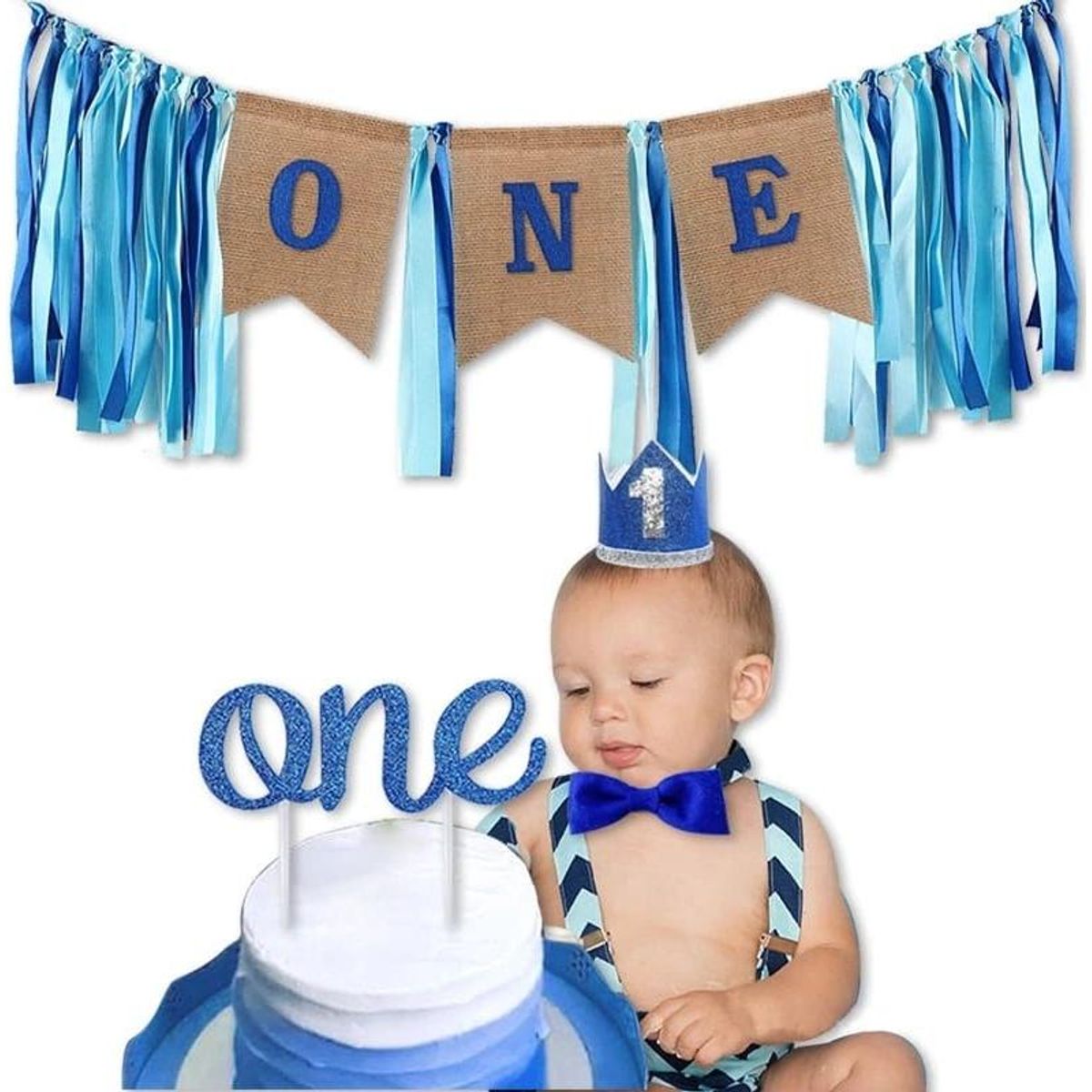 GENERICO - Set de Fiesta Azul para el Primer Cumpleaños del Bebé