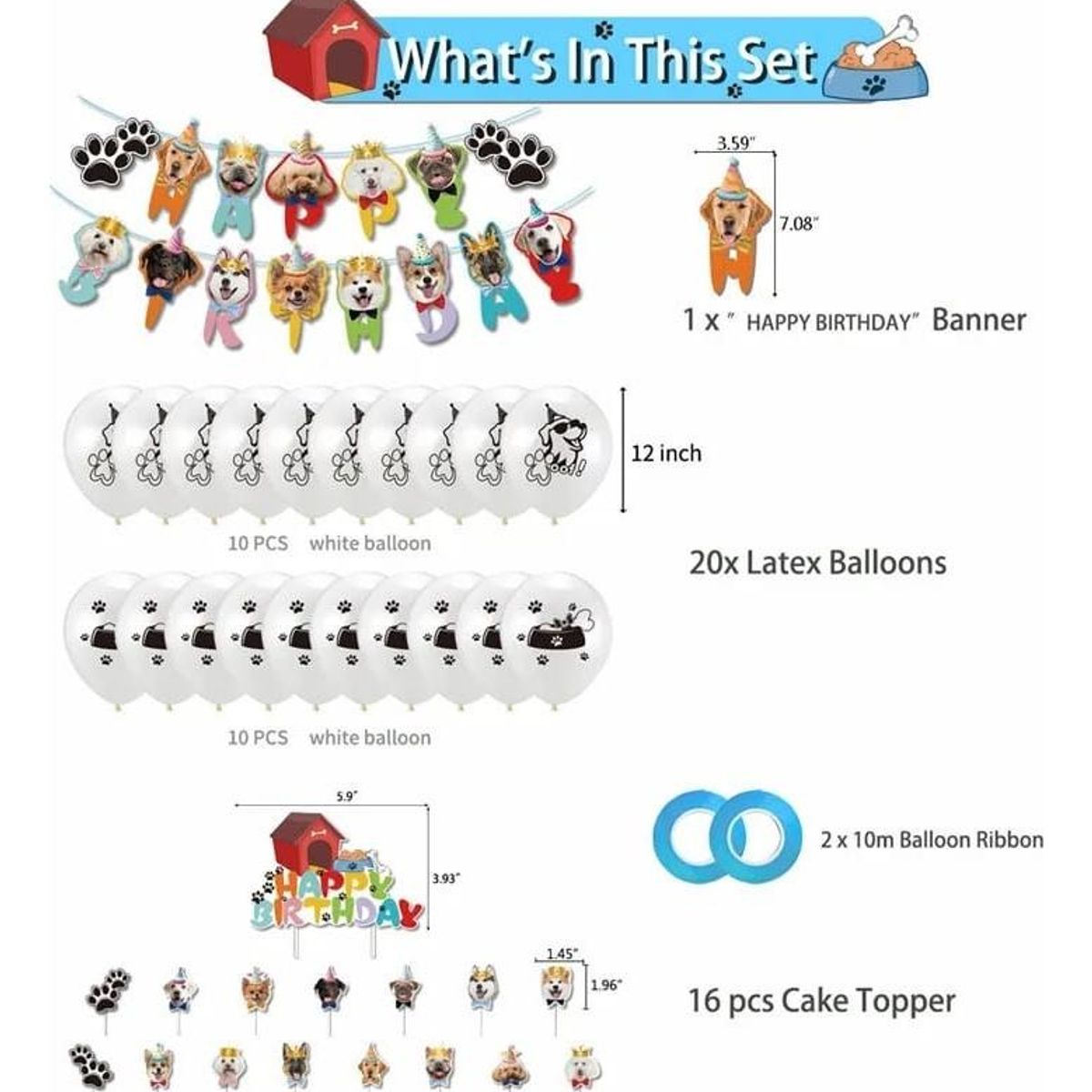 GENERICO - Fiesta de Perritos Decoración Cumpleaños Colorida y Divertida