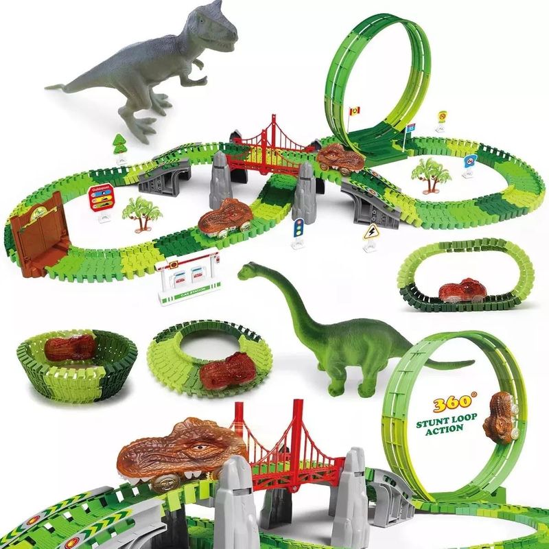 GENERICO - Pista de Carreras de Dinosaurios para Armar en 191 Piezas