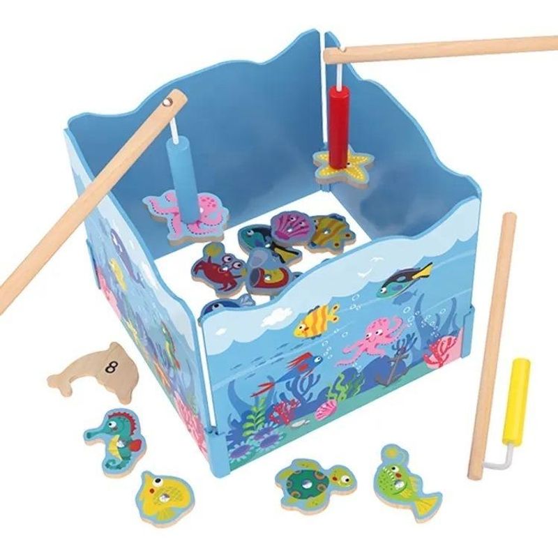 GENERICO - Juego Didáctico de Pesca Magnética en Madera para Niños