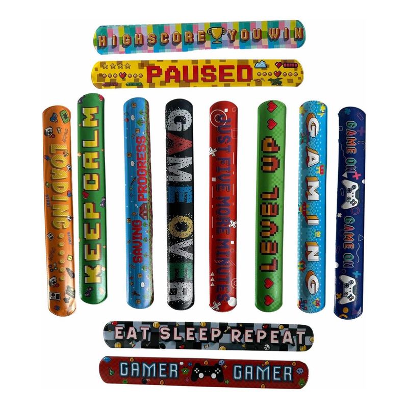 GENERICO - Pack de 12 Pulseras Gamer para Fiestas de Cumpleaños