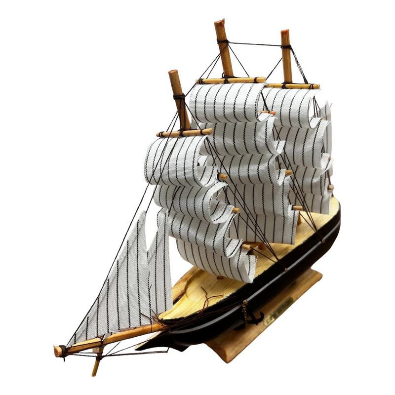 GENERICO - Adorno Decorativo Barco Fragata de Madera 24x22 cm