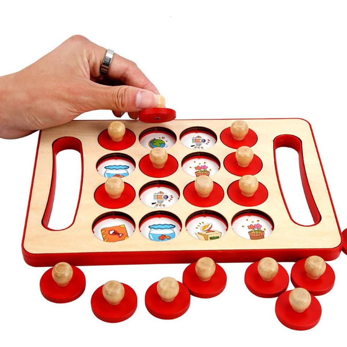 GENERICO - Juego de Memoria Didáctico en Madera para Niños