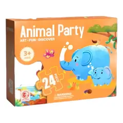 GENERICO - Rompecabezas de Cartón 24 Piezas Fiesta de Animales