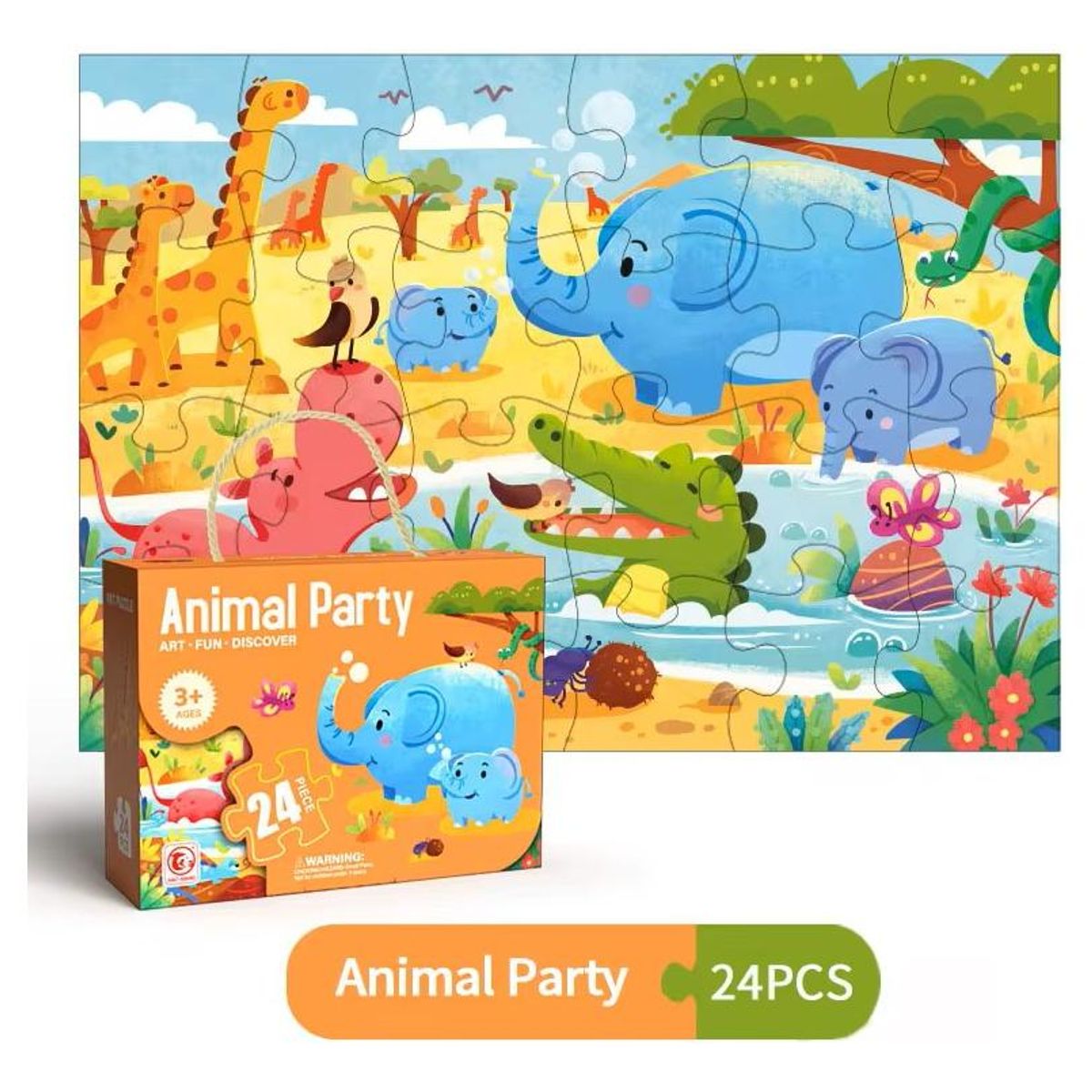 GENERICO - Rompecabezas de Cartón 24 Piezas Fiesta de Animales