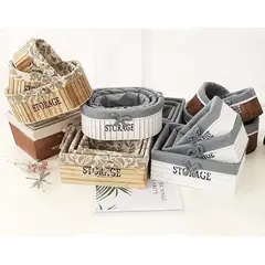 GENERICO - Set de 3 Cajas Organizadoras de Madera para el Hogar