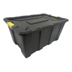 GENERICO - Caja Apilable de Plástico 100 Litros con Tapa y Asas Amarillas