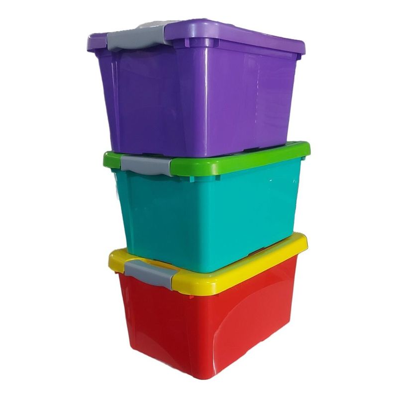GENERICO - Juego de 4 cajas organizadoras de 14 litros y coloridas