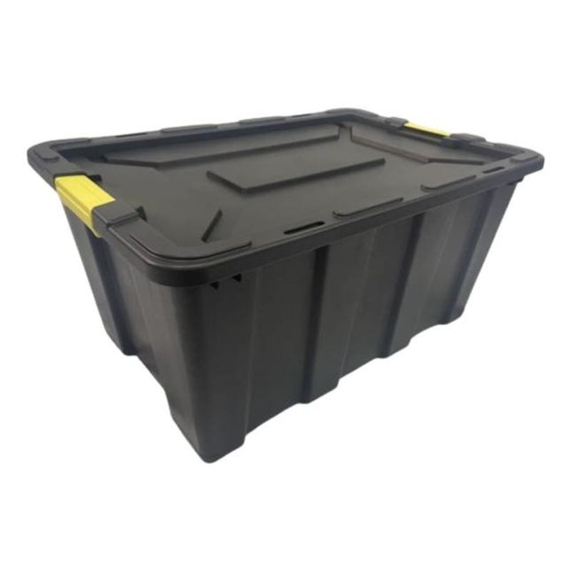 GENERICO - Caja Apilable de Almacenamiento con Tapa 100 Litros Negra