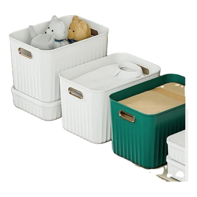 GENERICO - Set de 2 Cajas Organizadoras Plásticas Blancas Medianas