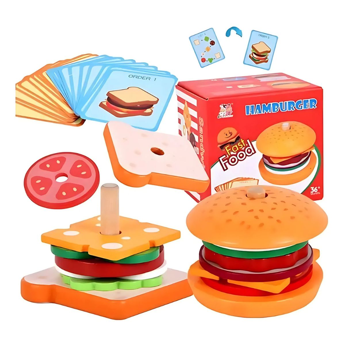 ABC - Juego de hamburguesa de madera  Simulación Educativa
