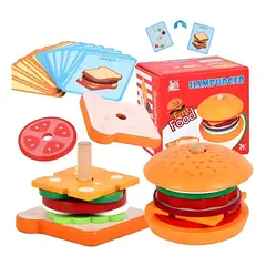 ABC - Juego de hamburguesa de madera Simulación Educativa