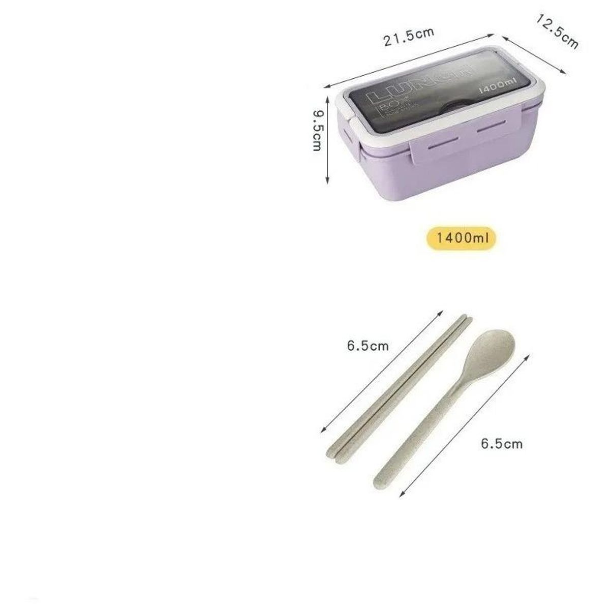 GENERICO - Fiambrera Microondas 1200ml con Cubiertos y A prueba de Fugas