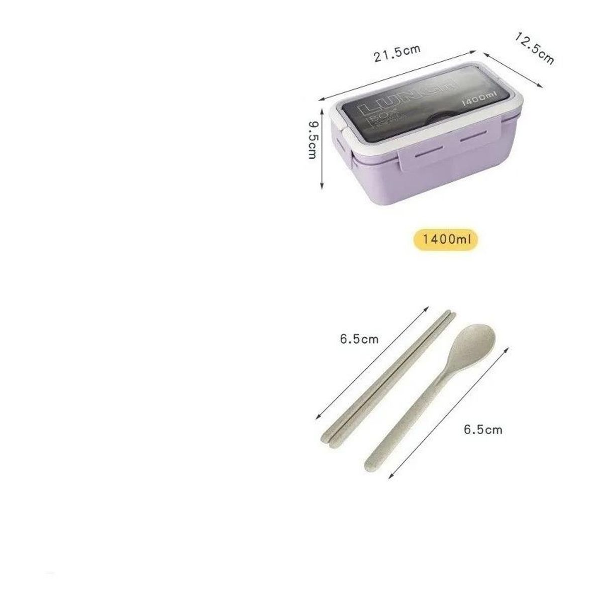 GENERICO - Fiambrera Microondas 1200ml con Cubiertos y A prueba de Fugas