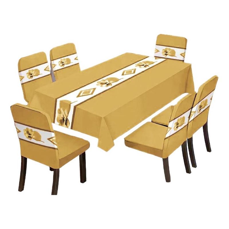 GENERICO - Mantel Rectangular Anti Manchas con Fundas de Sillas Elásticas