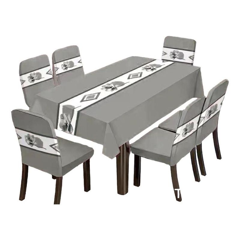 GENERICO - Mantel Rectangular Antimanchas con 6 Fundas de Silla Elegante