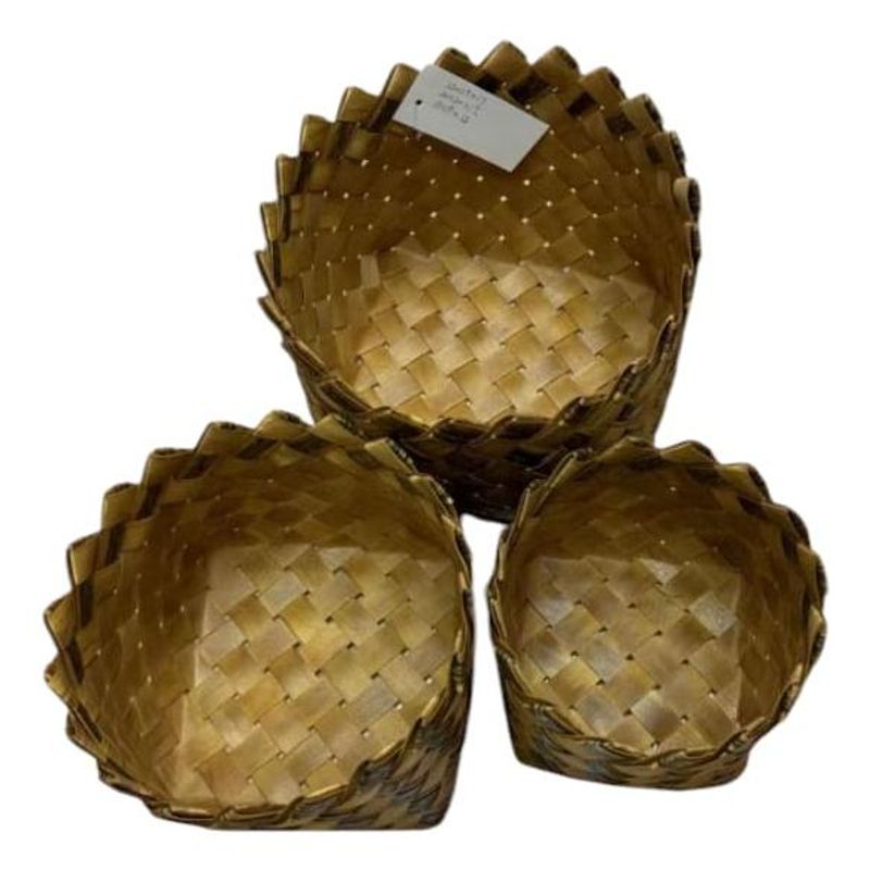 GENERICO - Set de 3 Canastos de Fibra Natural con Tapa para Organización