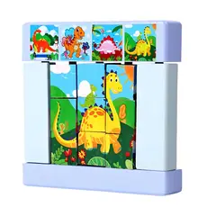 ABC - Rompecabezas de madera 6 caras – Dinosaurios y vehículos