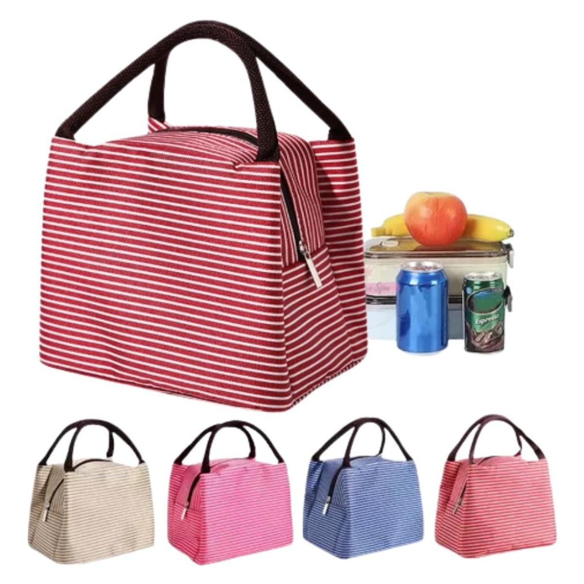 GENERICO - Set de 6 Bolsos Térmicos para Almuerzo Prácticos y Coloridos