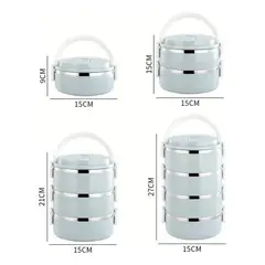 GENERICO - Fiambrera Térmica de Acero Inoxidable 3 Compartimentos