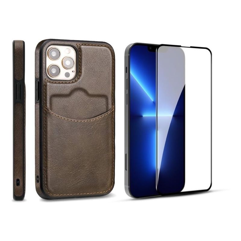 GENERICO - Funda Premium Eco Cuero con Lámina para iPhone 7-13